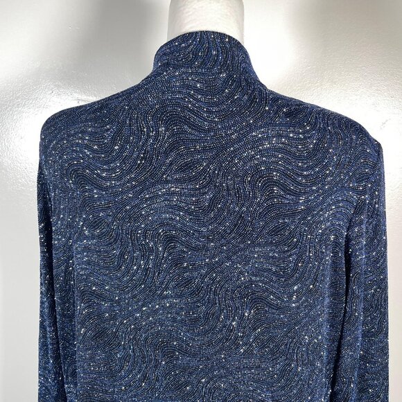 Jump Apparel Blue Silver Collar Neck Open Front Long Sleeve Jacket XL - Picture 10 of 11
